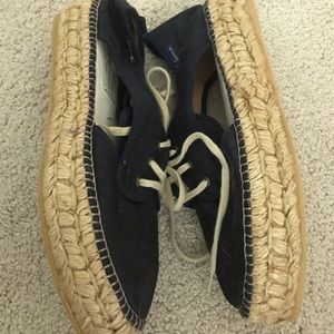 Blue & and sand beach shoes.